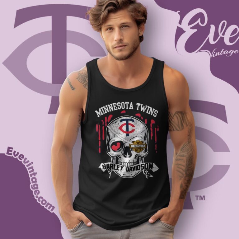 Minnesota Twins Royals Harley Davidson Skull Shirt Tank Top Racerback Minnesota Twins Royals Harley Davidson Skull Shirt Tank Top Racerback