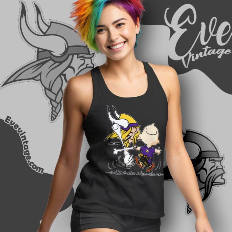 Minnesota Vikings Charlie Brown Snoopy Happy Dancing Shirt Tank Top Racerback Minnesota Vikings Charlie Brown Snoopy Happy Dancing Shirt Tank Top Racerback