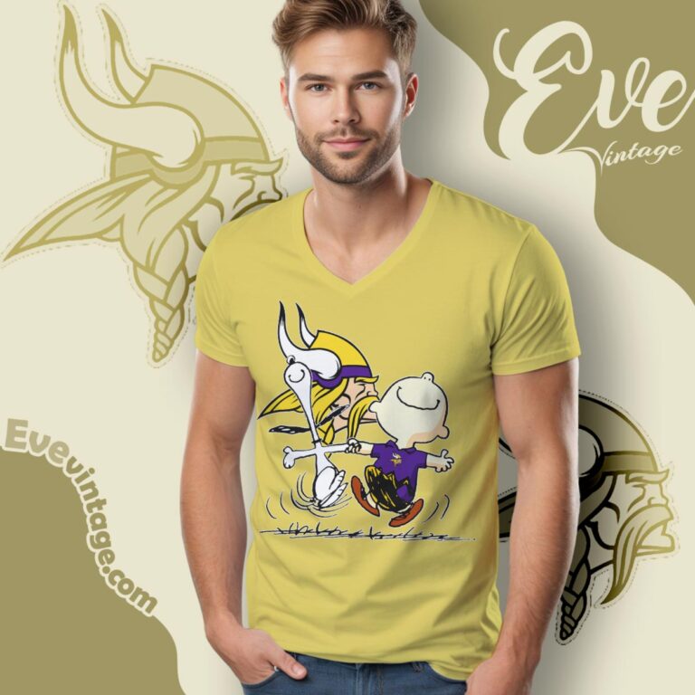 Minnesota Vikings Charlie Brown Snoopy Happy Dancing Shirt V Neck TShirt Minnesota Vikings Charlie Brown Snoopy Happy Dancing Shirt V Neck TShirt