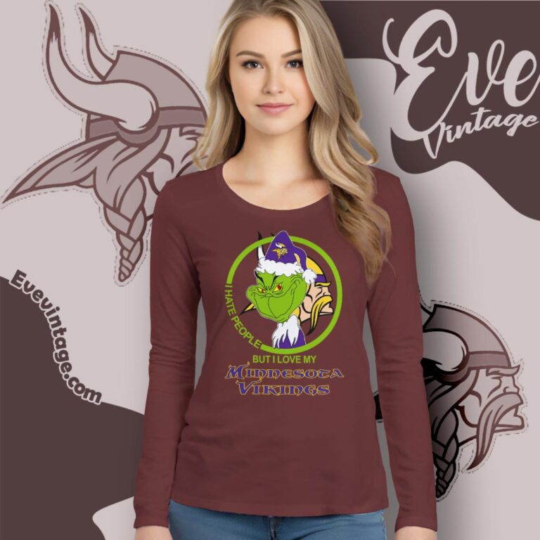 Minnesota Vikings Christmas Grinch Shirt I Hate People But I Love My Vikings Long Sleeve Tee Minnesota Vikings Christmas Grinch Shirt I Hate People But I Love My Vikings Long Sleeve Tee