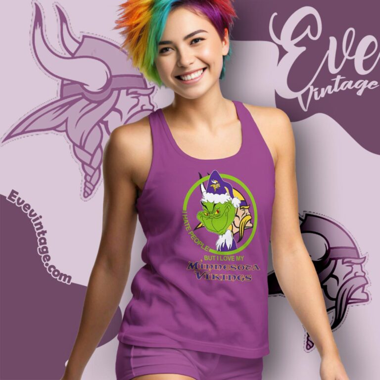 Minnesota Vikings Christmas Grinch Shirt I Hate People But I Love My Vikings Tank Top Racerback Minnesota Vikings Christmas Grinch Shirt I Hate People But I Love My Vikings Tank Top Racerback