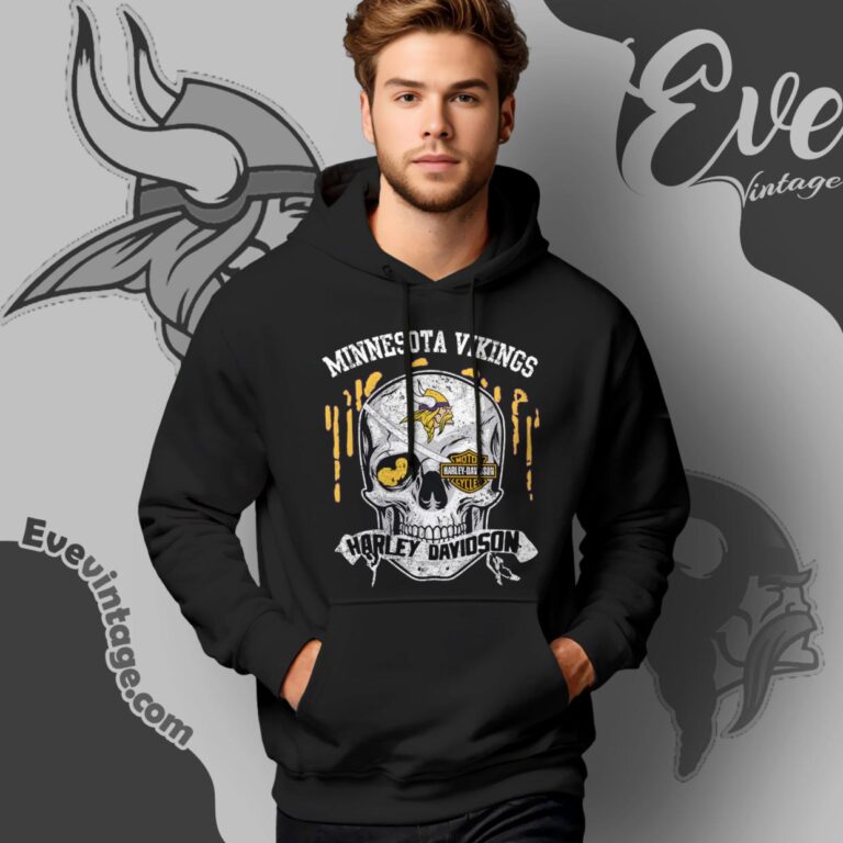 Minnesota Vikings Harley Davidson Skull Shirt Hoodie Minnesota Vikings Harley Davidson Skull Shirt Hoodie