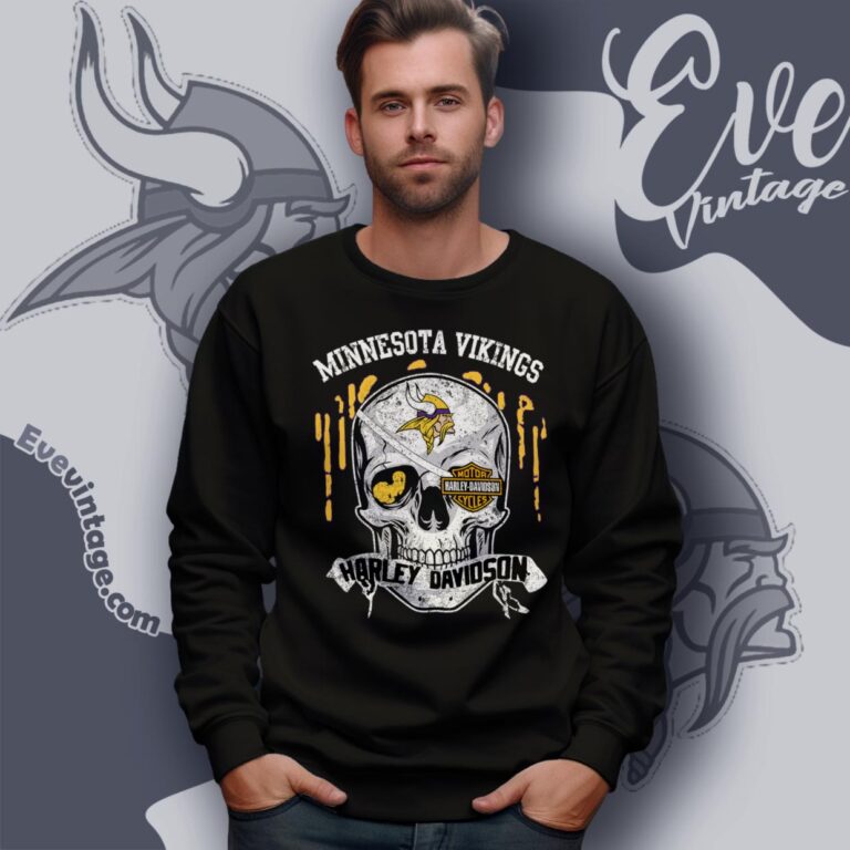 Minnesota Vikings Harley Davidson Skull Shirt Sweatshirt Minnesota Vikings Harley Davidson Skull Shirt Sweatshirt