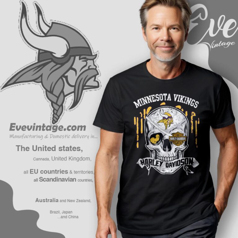 Minnesota Vikings Harley Davidson Skull Shirt T Shirt Minnesota Vikings Harley Davidson Skull Shirt T Shirt