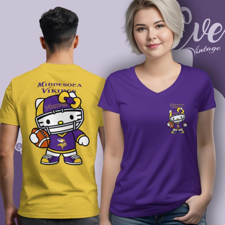 Minnesota Vikings Hello Kitty Shirt V neck Minnesota Vikings Hello Kitty Shirt V neck