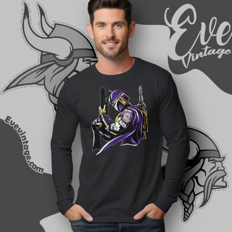 Minnesota Vikings Mandalorian Star Wars Shirt Long Sleeve Tee Minnesota Vikings Mandalorian Star Wars Shirt Long Sleeve Tee