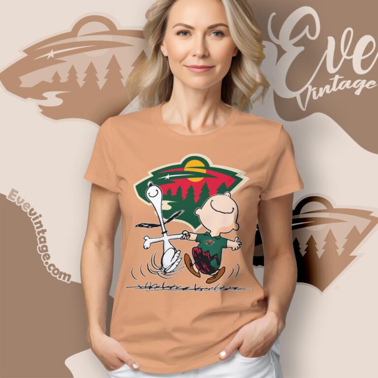 Minnesota Wild Charlie Brown Snoopy Happy Dancing Shirt Women T Shirt Minnesota Wild Charlie Brown Snoopy Happy Dancing Shirt Women T Shirt