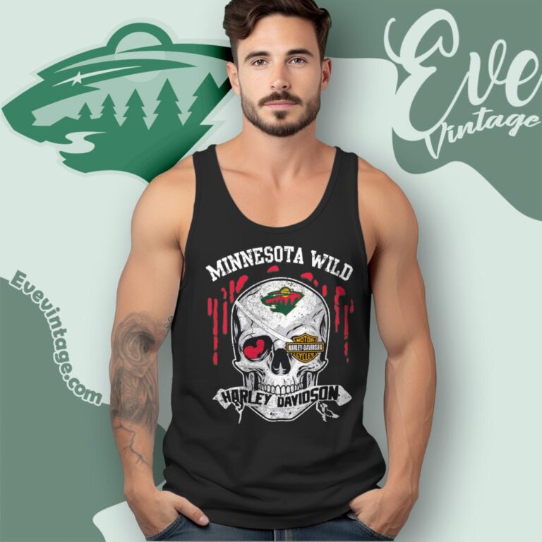 Minnesota Wild Harley Davidson Skull Shirt Tank Top Racerback Minnesota Wild Harley Davidson Skull Shirt Tank Top Racerback