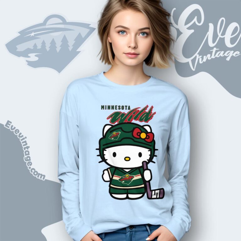 Minnesota Wild Hello Kitty Shirt Long Sleeve Tee Minnesota Wild Hello Kitty Shirt Long Sleeve Tee