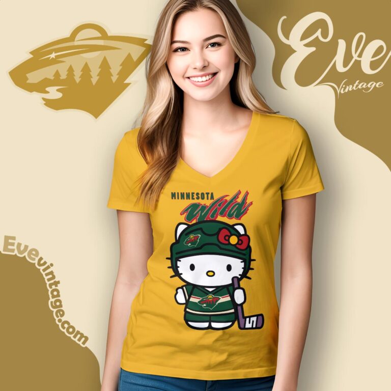 Minnesota Wild Hello Kitty Shirt V Neck TShirt Minnesota Wild Hello Kitty Shirt V Neck TShirt