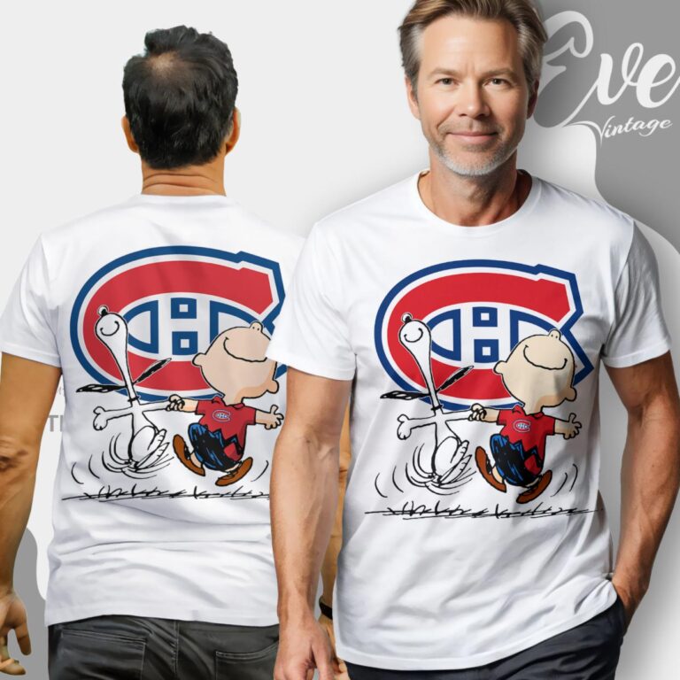 Montreal Canadiens Charlie Brown Snoopy Happy Dancing Shirt T Shirt Montreal Canadiens Charlie Brown Snoopy Happy Dancing Shirt T Shirt