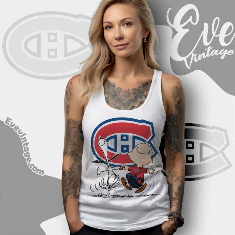 Montreal Canadiens Charlie Brown Snoopy Happy Dancing Shirt Tank Top Racerback Montreal Canadiens Charlie Brown Snoopy Happy Dancing Shirt Tank Top Racerback