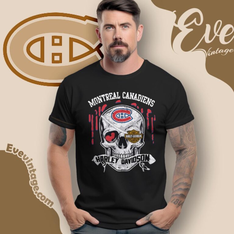 Montreal Canadiens Harley Davidson Skull Shirt T Shirt Montreal Canadiens Harley Davidson Skull Shirt T Shirt