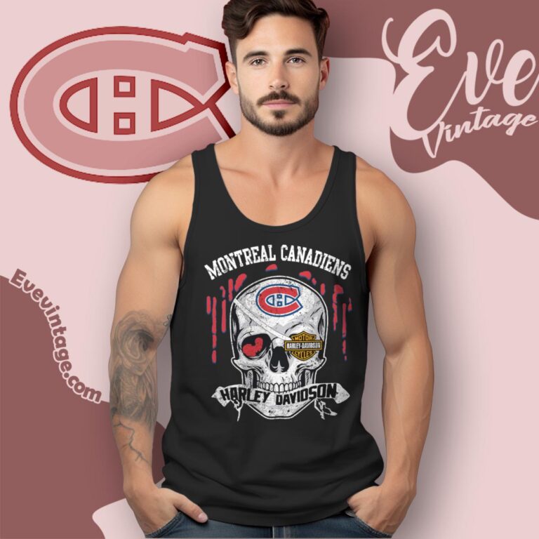 Montreal Canadiens Harley Davidson Skull Shirt Tank Top Racerback Montreal Canadiens Harley Davidson Skull Shirt Tank Top Racerback