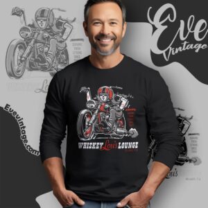 Motorcycle Whiskey Lou's Lounge Shirt Orlando Florida Dive Bar Long Sleeve Tee