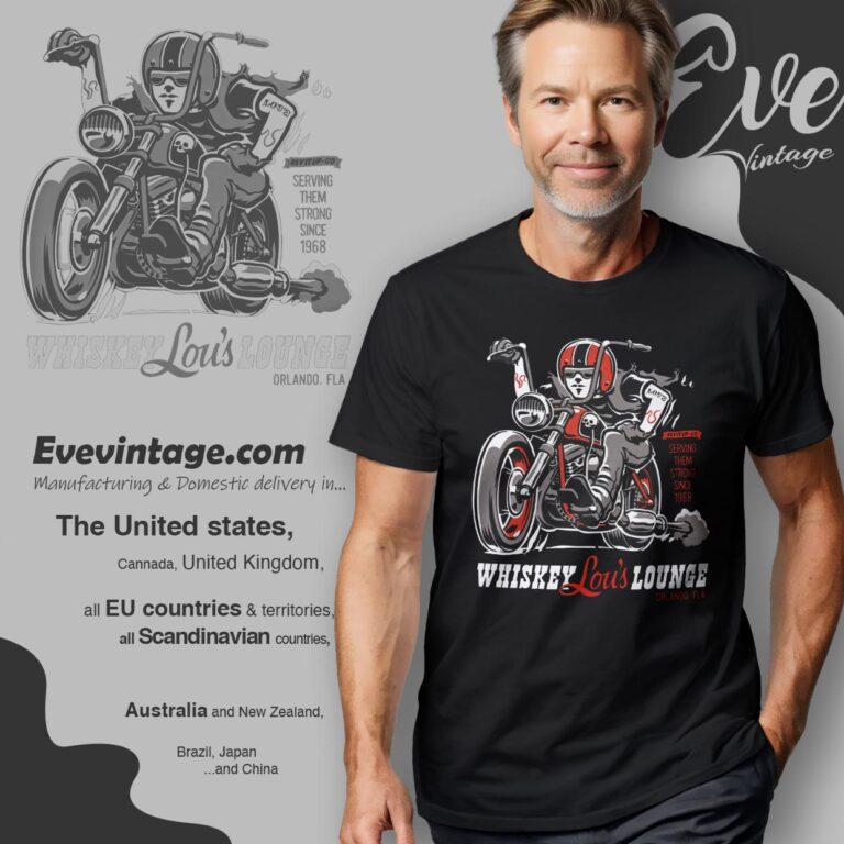 Motorcycle Whiskey Lou's Lounge Shirt Orlando Florida Dive Bar T shirt Motorcycle Whiskey Lou's Lounge Shirt Orlando Florida Dive Bar T shirt