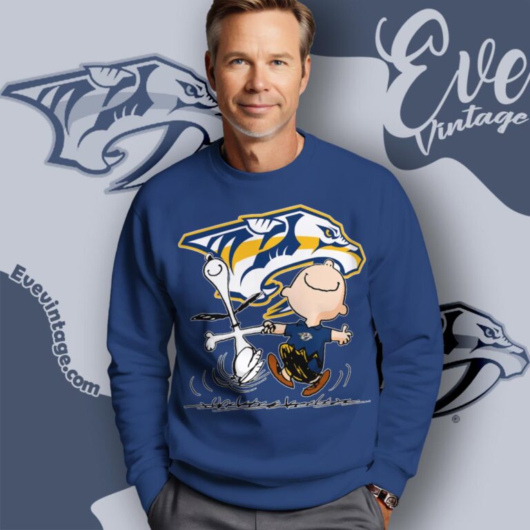 Nashville Predators Charlie Brown Snoopy Happy Dancing Shirt Sweatshirt Nashville Predators Charlie Brown Snoopy Happy Dancing Shirt Sweatshirt