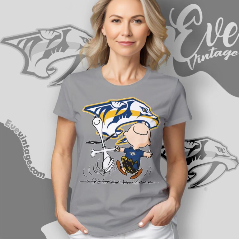 Nashville Predators Charlie Brown Snoopy Happy Dancing Shirt Women T Shirt Nashville Predators Charlie Brown Snoopy Happy Dancing Shirt Women T Shirt