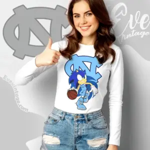 Nc Tar Heels Sonic The Hedgehog Basketball Long Sleeve Tee