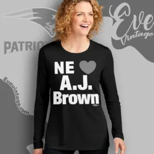 Ne Heart Aj Brown New England Patriots Long Sleeve Tee