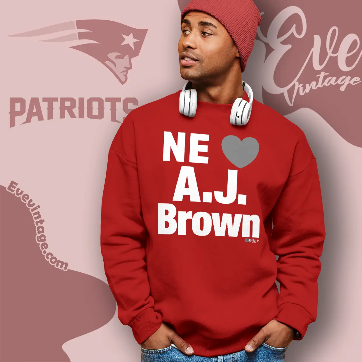 Ne Heart Aj Brown New England Patriots Sweatshirt Ne Heart Aj Brown New England Patriots Sweatshirt