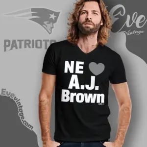 Ne Heart Aj Brown New England Patriots V Neck TShirt