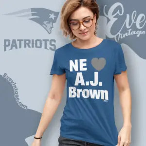 Ne Heart Aj Brown New England Patriots Women T shirt