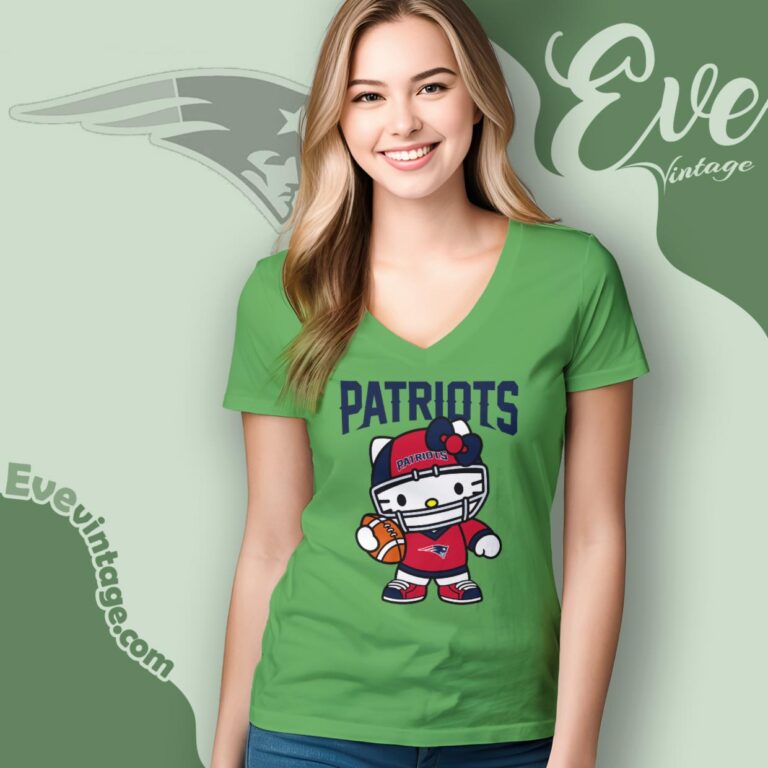 New England Patriots Hello Kitty Shirt V Neck TShirt New England Patriots Hello Kitty Shirt V Neck TShirt