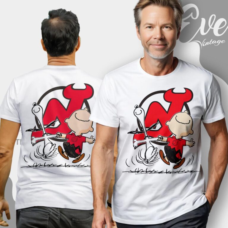 New Jersey Devils Charlie Brown Snoopy Happy Dancing Shirt T Shirt New Jersey Devils Charlie Brown Snoopy Happy Dancing Shirt T Shirt