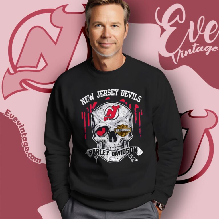 New Jersey Devils Harley Davidson Skull Shirt Sweatshirt New Jersey Devils Harley Davidson Skull Shirt Sweatshirt
