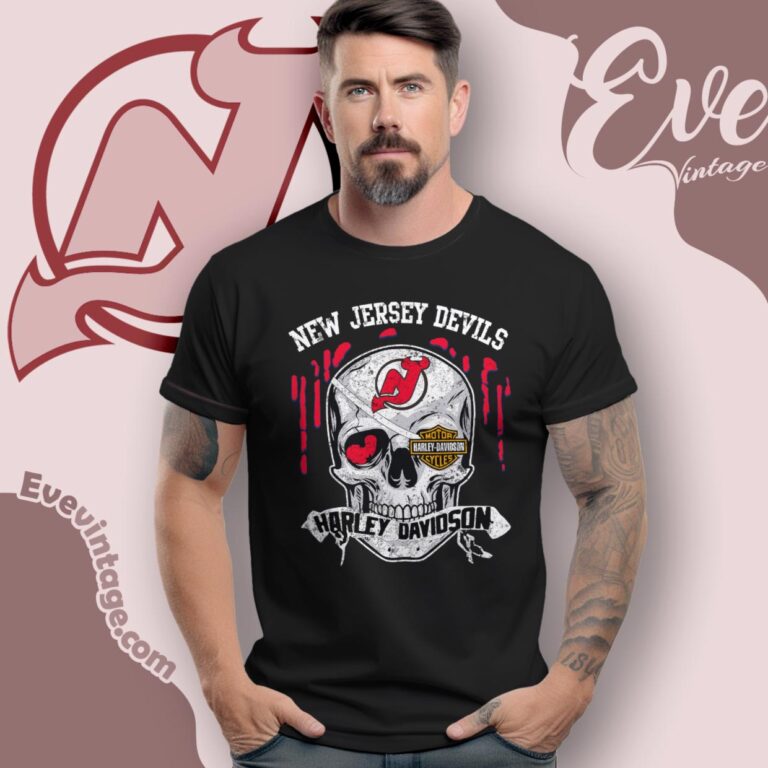 New Jersey Devils Harley Davidson Skull Shirt T Shirt New Jersey Devils Harley Davidson Skull Shirt T Shirt