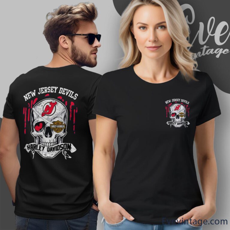 New Jersey Devils Harley Davidson Skull Shirt Women T Shirt New Jersey Devils Harley Davidson Skull Shirt Women T Shirt