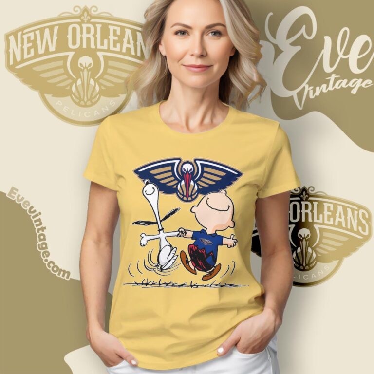 New Orleans Pelicans Charlie Brown Snoopy Happy Dancing Shirt Women T Shirt New Orleans Pelicans Charlie Brown Snoopy Happy Dancing Shirt Women T Shirt