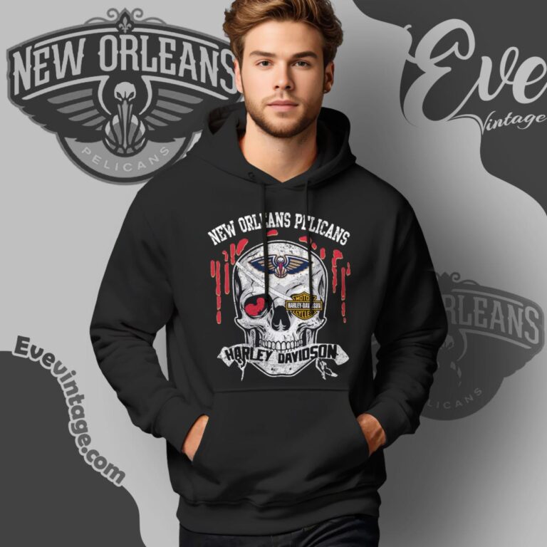 New Orleans Pelicans Harley Davidson Skull Shirt Hoodie New Orleans Pelicans Harley Davidson Skull Shirt Hoodie