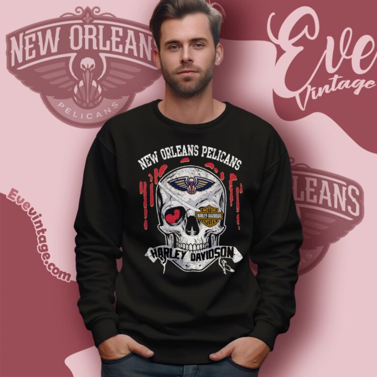 New Orleans Pelicans Harley Davidson Skull Shirt Sweatshirt New Orleans Pelicans Harley Davidson Skull Shirt Sweatshirt