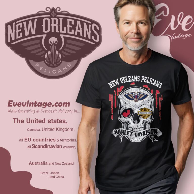 New Orleans Pelicans Harley Davidson Skull Shirt T Shirt New Orleans Pelicans Harley Davidson Skull Shirt T Shirt