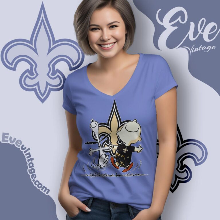 New Orleans Saints Charlie Brown Snoopy Happy Dancing Shirt V Neck TShirt New Orleans Saints Charlie Brown Snoopy Happy Dancing Shirt V Neck TShirt