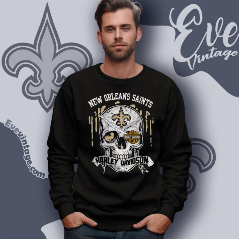 New Orleans Saints Harley Davidson Skull Shirt Sweatshirt New Orleans Saints Harley Davidson Skull Shirt Sweatshirt
