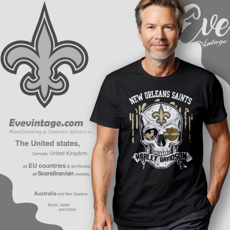 New Orleans Saints Harley Davidson Skull Shirt T Shirt New Orleans Saints Harley Davidson Skull Shirt T Shirt
