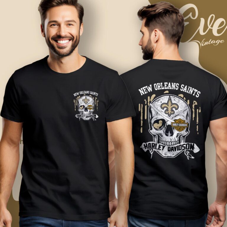 New Orleans Saints Harley Davidson Skull Shirt Women T Shirt New Orleans Saints Harley Davidson Skull Shirt Women T Shirt