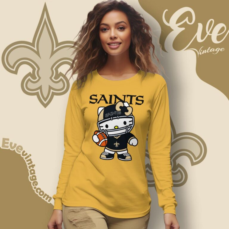 New Orleans Saints Hello Kitty Shirt Long Sleeve Tee New Orleans Saints Hello Kitty Shirt Long Sleeve Tee