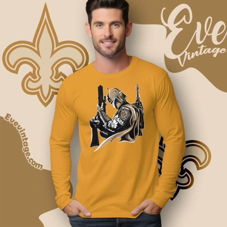 New Orleans Saints Mandalorian Star Wars Shirt Long Sleeve Tee New Orleans Saints Mandalorian Star Wars Shirt Long Sleeve Tee