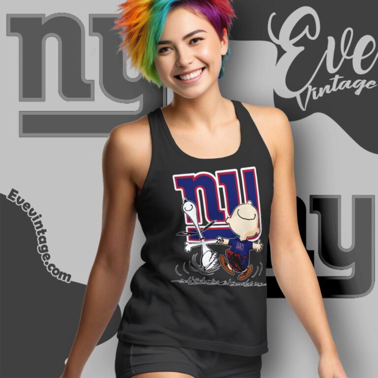 New York Giants Charlie Brown Snoopy Happy Dancing Shirt Tank Top Racerback New York Giants Charlie Brown Snoopy Happy Dancing Shirt Tank Top Racerback