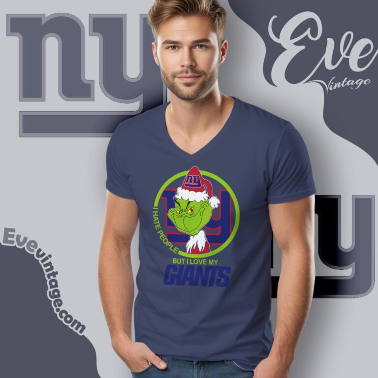 New York Giants Christmas Grinch Shirt I Hate People But I Love My Giants V Neck TShirt New York Giants Christmas Grinch Shirt I Hate People But I Love My Giants V Neck TShirt