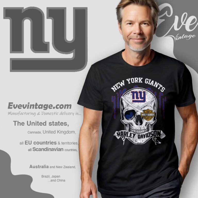New York Giants Harley Davidson Skull Shirt T Shirt New York Giants Harley Davidson Skull Shirt T Shirt