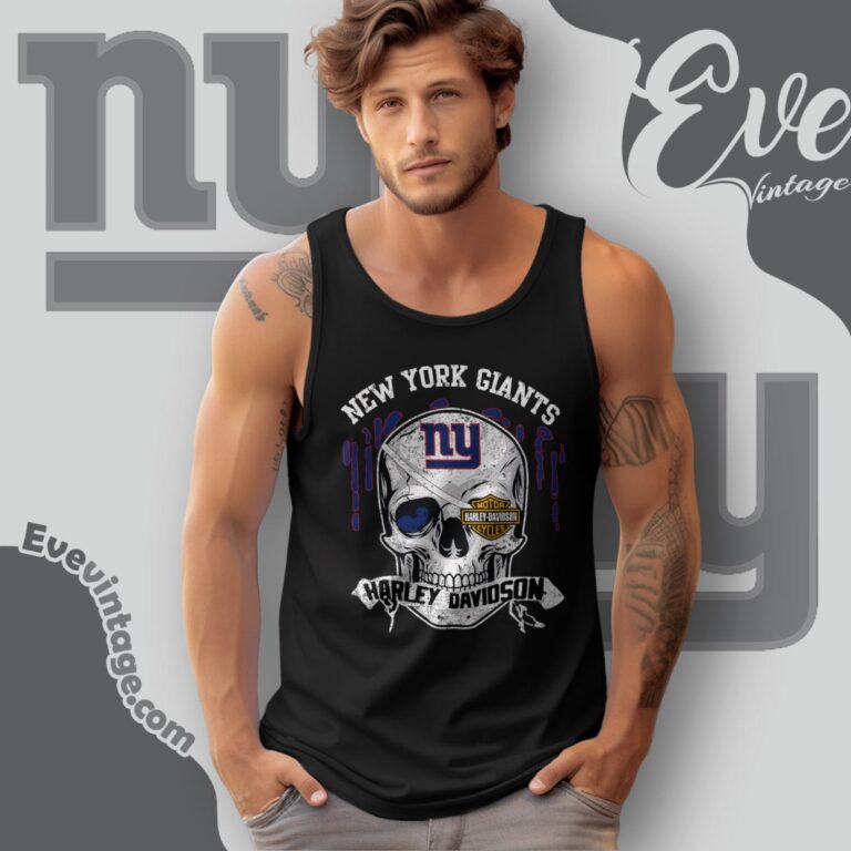 New York Giants Harley Davidson Skull Shirt Tank Top Racerback New York Giants Harley Davidson Skull Shirt Tank Top Racerback