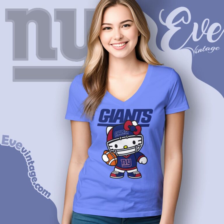 New York Giants Hello Kitty Shirt V Neck TShirt New York Giants Hello Kitty Shirt V Neck TShirt