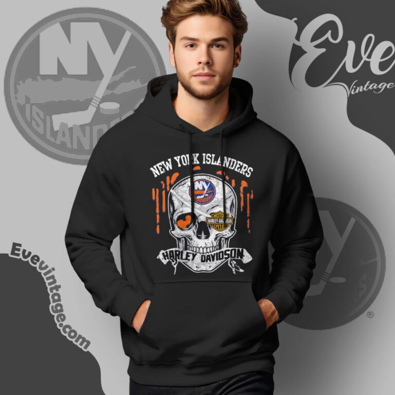 New York Islanders Harley Davidson Skull Shirt Hoodie New York Islanders Harley Davidson Skull Shirt Hoodie