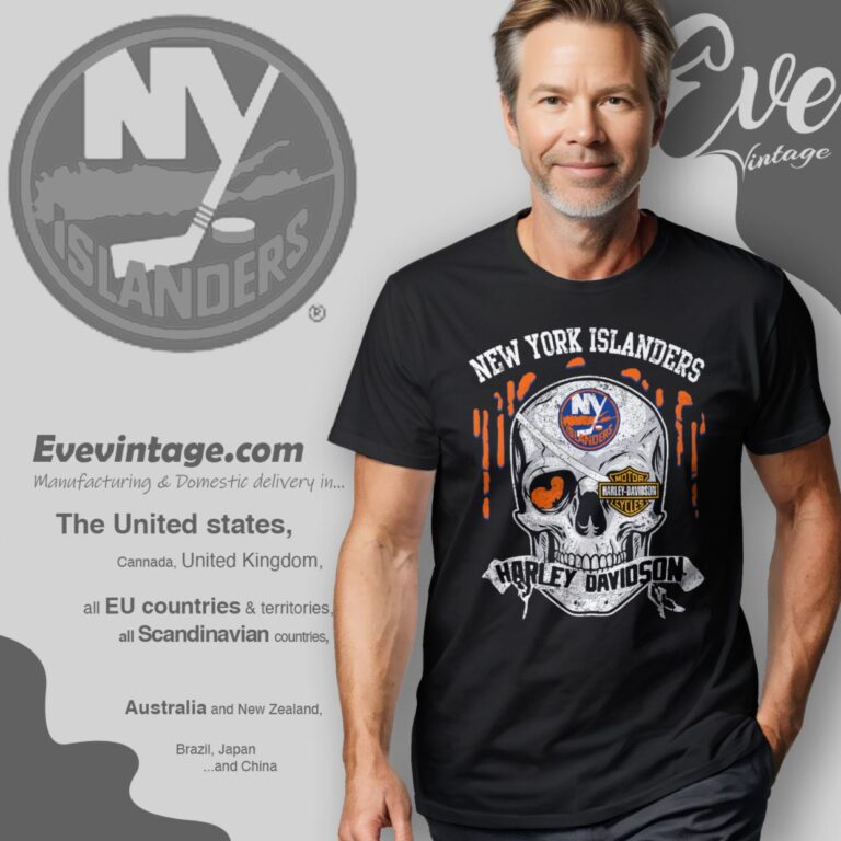 New York Islanders Harley Davidson Skull Shirt T Shirt New York Islanders Harley Davidson Skull Shirt T Shirt