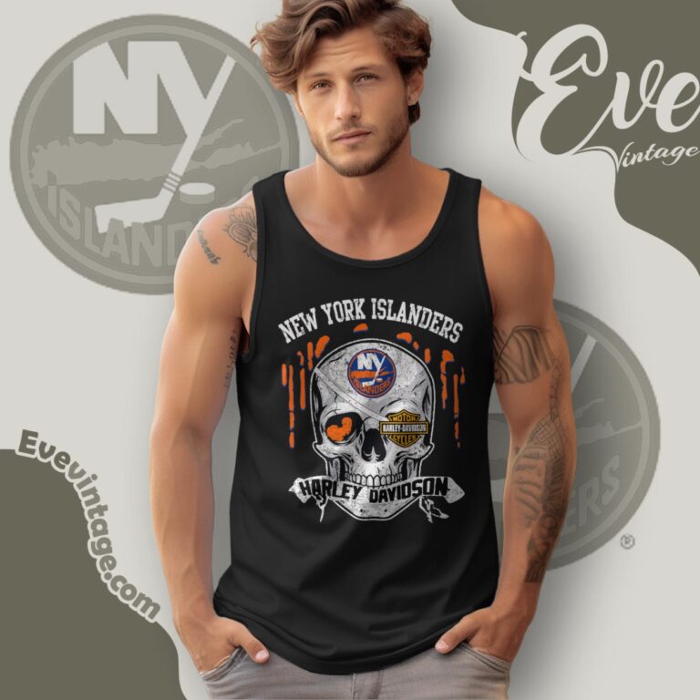 New York Islanders Harley Davidson Skull Shirt Tank Top Racerback New York Islanders Harley Davidson Skull Shirt Tank Top Racerback
